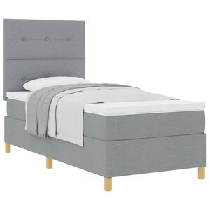 vidaXL Boxspringbett mit Kopfteil Hellgrau 80 x 200 cm Stoff