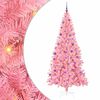 vidaXL Weihnachtsbaum mit LED-Beleuchtung Rosa 210 cm PVC und Stahl