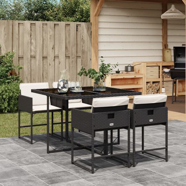 vidaXL 5-tlg. Garten-Essgruppe mit Kissen Beige Poly Rattan