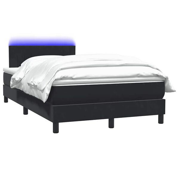 vidaXL Boxspringbett mit Matratze & LED Schwarz 120x220 cm Samt