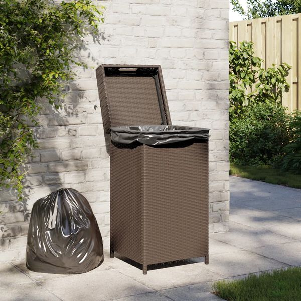 vidaXL M&uuml;llbeh&auml;lter Braun 40x40x80 cm Poly Rattan