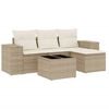 vidaXL 5-tlg. Garten-Sofagarnitur mit Kissen Beige Poly Rattan