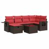 vidaXL 7-tlg. Garten-Sofagarnitur mit Kissen Braun Poly Rattan