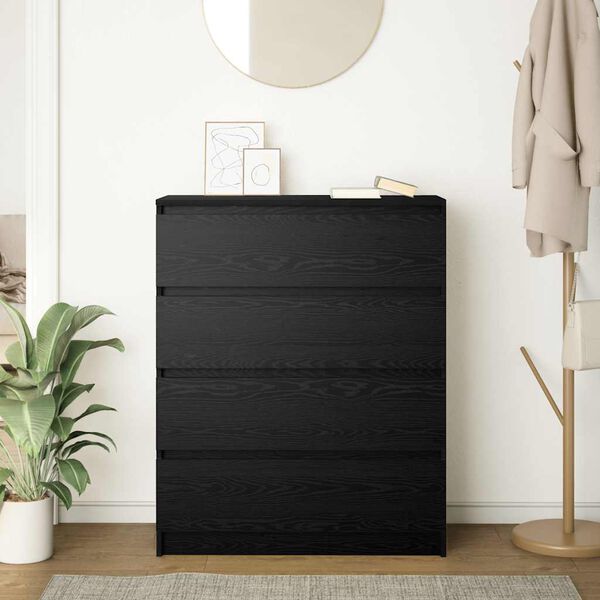 vidaXL Sideboard Schwarz Eichen-Optik 80x35x99 cm Holzwerkstoff