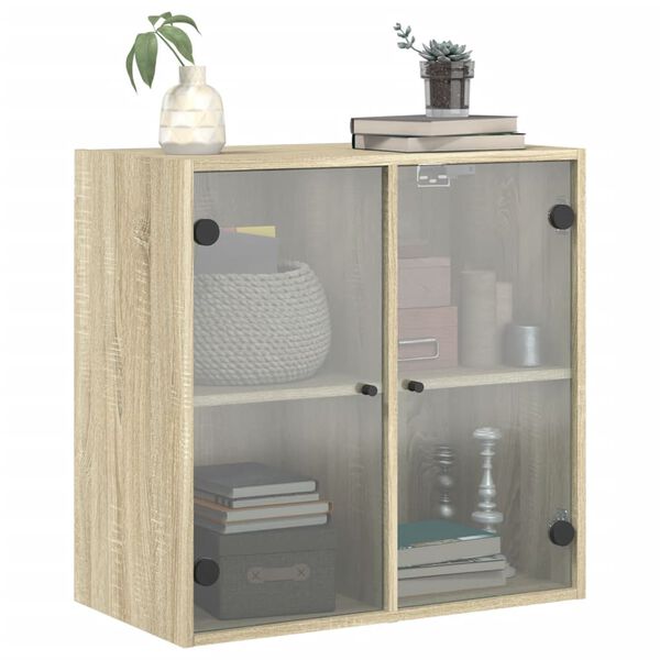 vidaXL Wandschrank mit Glast&uuml;ren Sonoma-Eiche 68x37x68,5 cm