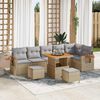vidaXL Gartensofa-set mit Kissen 11 pcs Beige und Hellgrau Poly-Rattan