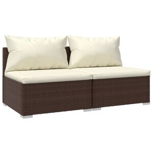 vidaXL 2-tlg. Garten-Lounge-Set mit Kissen Poly Rattan Braun