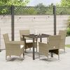 vidaXL Garten Essgruppe mit Kissen 5 pcs Beige Poly-Rattan