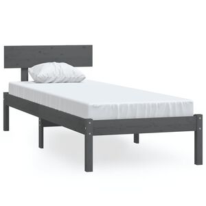 vidaXL Massivholzbett Grau Kiefer 90x190 cm