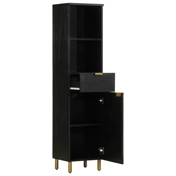 vidaXL Badschrank Schwarz 38x33x160 cm Massivholz Mango