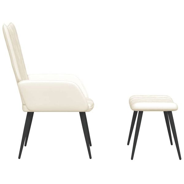 vidaXL Relaxsessel mit Hocker Cremewei&szlig; Samt