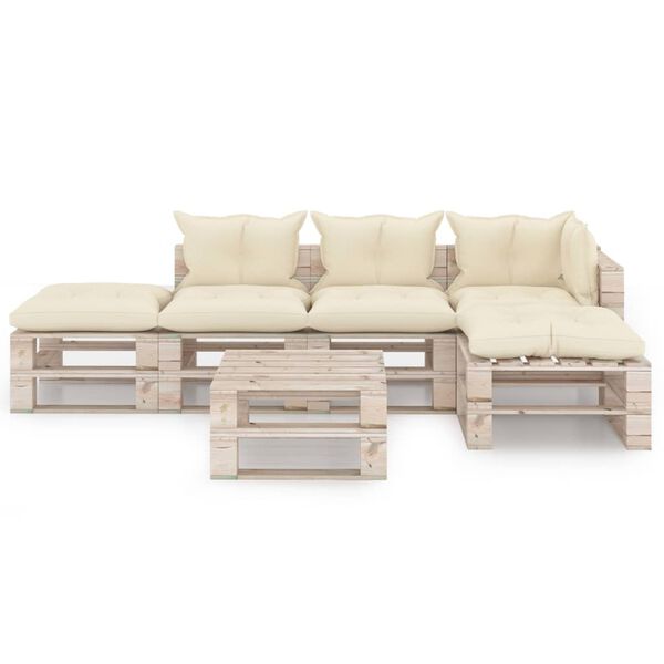 vidaXL 6-tlg. Garten-Lounge-Set aus Paletten mit Kissen Kiefernholz