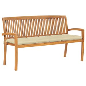 vidaXL Stapelbare Gartenbank mit Auflage 159 cm Massivholz Teak
