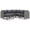 vidaXL 6-tlg. Garten-Lounge-Set mit Kissen Poly Rattan Grau