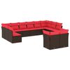 vidaXL 12-teiliges Gartensofa-Set mit Kissen, braun, Polyrattan