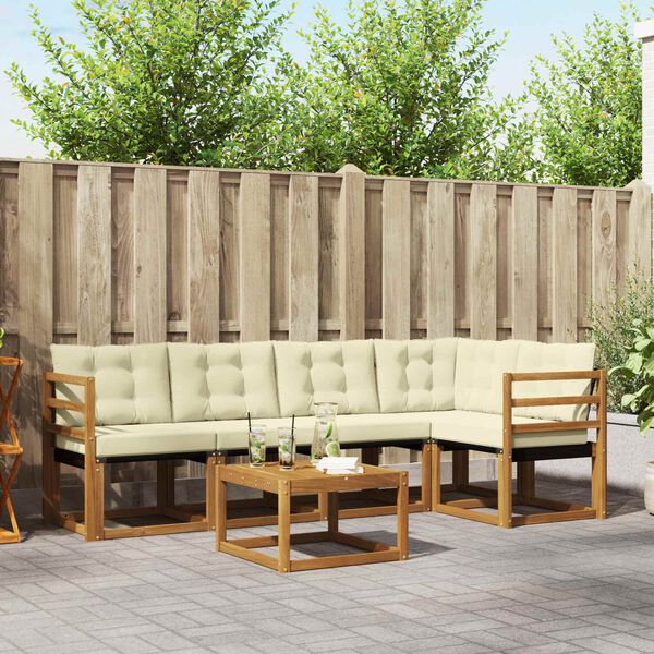 vidaXL Outdoor-Sofagarnitur mit Kissen 6 pcs Natur und Beige