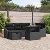vidaXL Garten-Sofa-Set mit Kissen 7 pcs Schwarz Poly Rattan