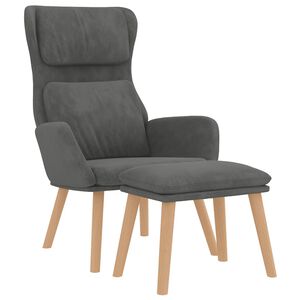 vidaXL Relaxsessel mit Hocker Dunkelgrau Samt