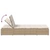 vidaXL Sonnenliege mit schwebender Auflage Beige Poly Rattan