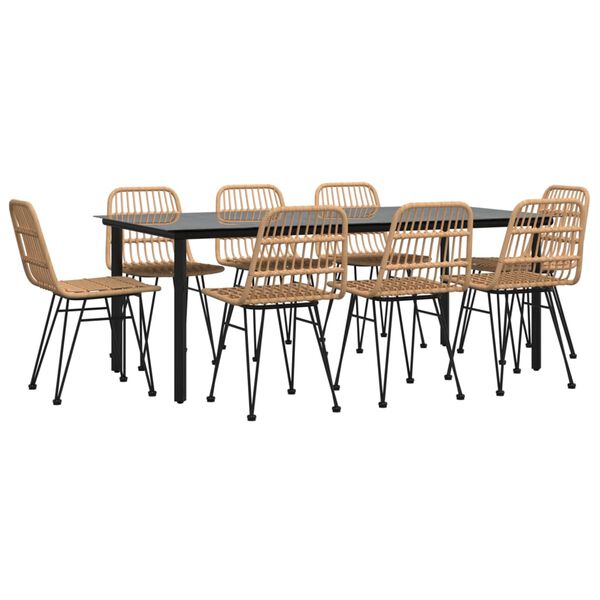vidaXL 9-tlg. Garten-Essgruppe Poly Rattan