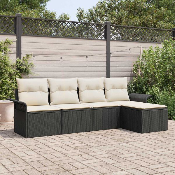 vidaXL Gartensofa-set mit Kissen 5 pcs Schwarz Poly-Rattan