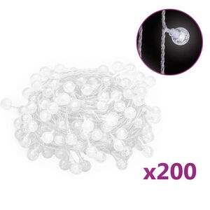 vidaXL Lichterkette Kugeln 20 m 200 LED Kaltwei&szlig; 8 Funktionen