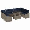 vidaXL Garten-Sofa-Set mit Kissen 10 pcs Grau und Marineblau