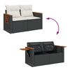 vidaXL Garten-Sofa-Set mit Kissen mit Speicher Schwarz Poly Rattan