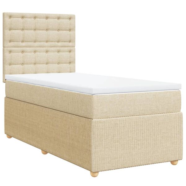 vidaXL Boxspringbett mit Matratze Creme 90x200 cm Stoff
