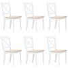 vidaXL Esszimmerstühle 6 Stk. Weiß Helles Gummibaumholz