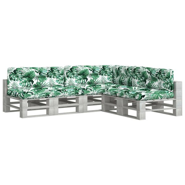 vidaXL Palettenkissen 7-tlg. Blattmuster Stoff