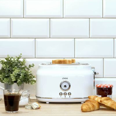 Livoo Toaster mit 2 Schlitzen Retro Weiß