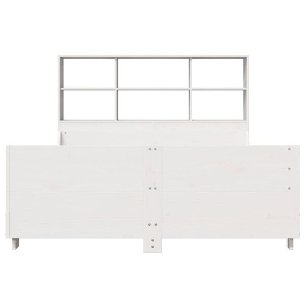 vidaXL Massivholzbett mit Regal ohne Matratze Wei&szlig; 160x200 cm