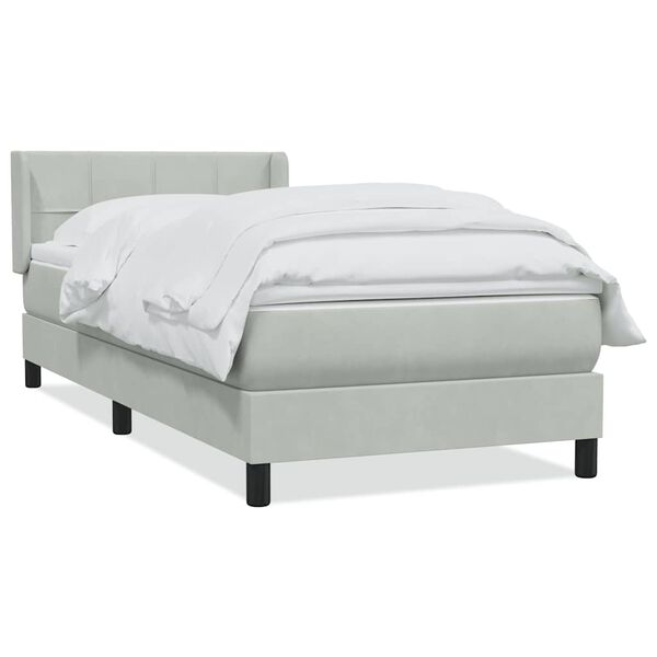 vidaXL Boxspringbett mit Matratze Hellgrau 90x210 cm Samt