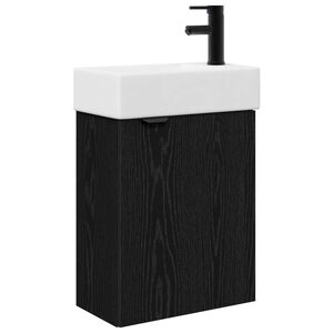 vidaXL Badezimmer Waschtischunterschrank mit Wasserhahn Schwarze Eiche