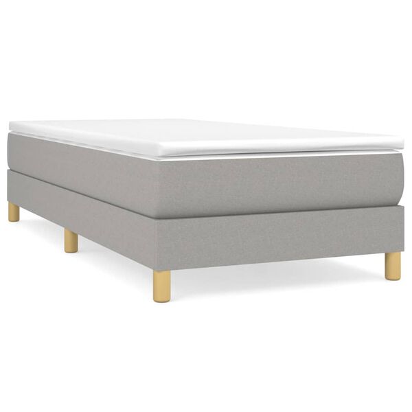 vidaXL Boxspringbett mit Matratze Hellgrau 90x190 cm Stoff