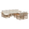 vidaXL Outdoor-Sofagarnitur 10 pcs Nat&uuml;rlich und Cremwei&szlig; Polyester