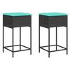 vidaXL Garten-Barhocker mit Kissen 2 Stk. Schwarz Poly Rattan