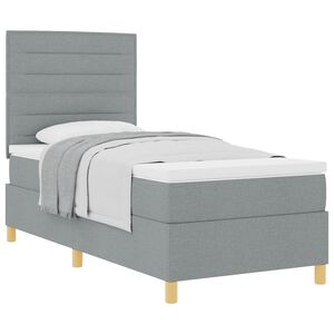 vidaXL Boxspringbett mit Matratze Hellgrau 100 x 200 cm Stoff