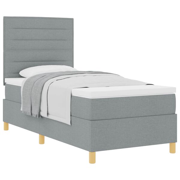 vidaXL Boxspringbett mit Matratze Hellgrau 100 x 200 cm Stoff