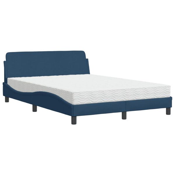 vidaXL Bett mit Matratze "Dover" Blau 140x190 cm Stoff