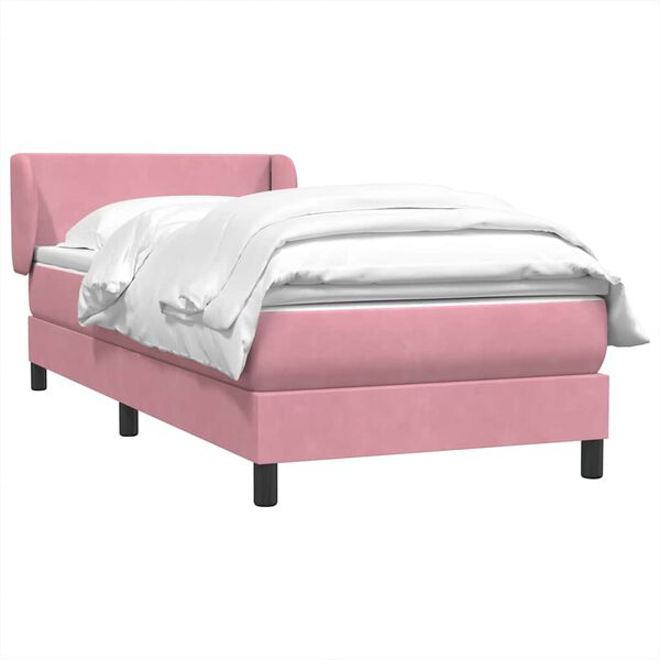 vidaXL Boxspringbett mit Matratze Rosa 100x210 cm Samt