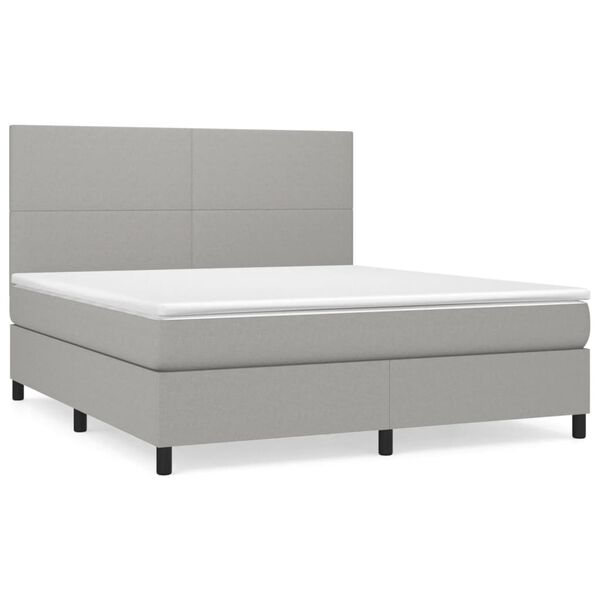 vidaXL Boxspringbett mit Matratze Hellgrau 180x200 cm Stoff
