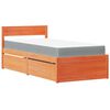 vidaXL Bett mit Schubladen und Matratze Wachsbraun 90x200 Massivholz
