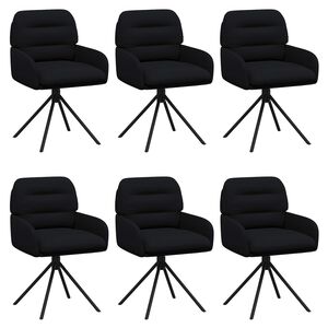 vidaXL Drehstuhl Esszimmer 6 pcs Kunstleder Schwarz 59 x 59,5 x 90 cm