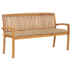 vidaXL Stapelbare Gartenbank mit Auflage 159 cm Massivholz Teak