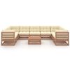 vidaXL 10-tlg. Garten-Lounge-Set mit Kissen Honigbraun Massivholz