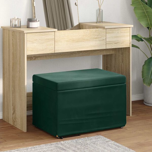 vidaXL Hocker Dunkelgr&uuml;n 61 x 41 x 40 cm Samt und Engineering Holz