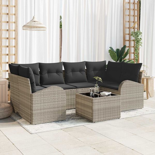 vidaXL Gartensofa-set 7 pcs Hellgrau und Dunkelgrau Poly-Rattan