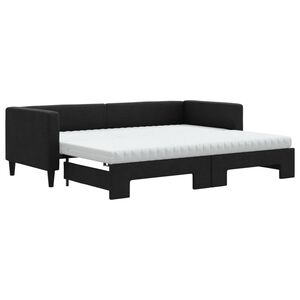 vidaXL Tagesbett Ausziehbar mit Matratzen Schwarz 80x200 cm Stoff